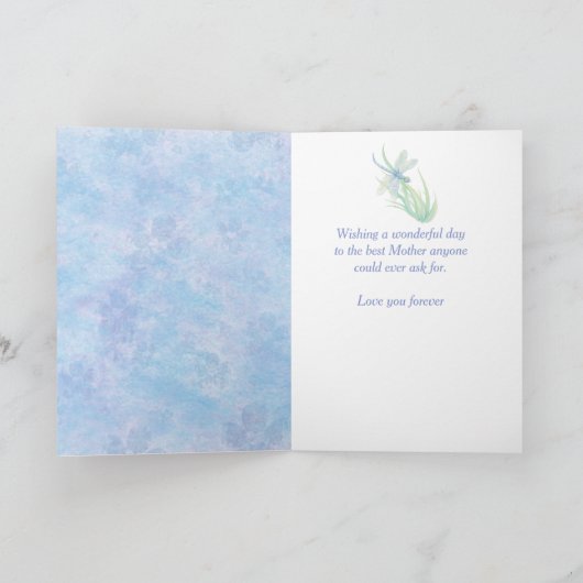 Moederdag mam Blue Dragonfly-Waterverf Kaart (Binnen)