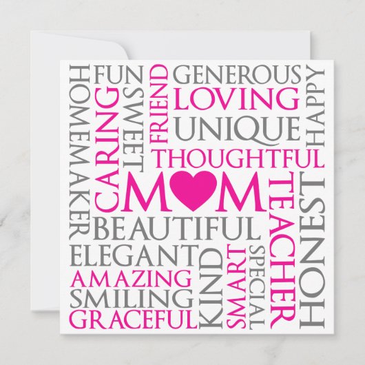 Moederdag Mam Love Tribute Feestdagenkaart (Voorkant)