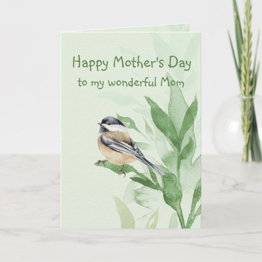 Moederdag mam Moeder Chickadee Garden Bird Card Kaart (Voorkant)