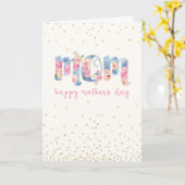 Moederdag Mam Text in Floral Pattern Kaart (Gele Bloem)