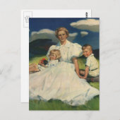  Moederdag, mama met kinderen Briefkaart (Voorkant / Achterkant)