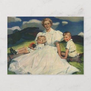 Moederdag, mama met kinderen Briefkaart