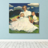  Moederdag, mama met kinderen Canvas Afdruk (Insitu (Houten vloer))