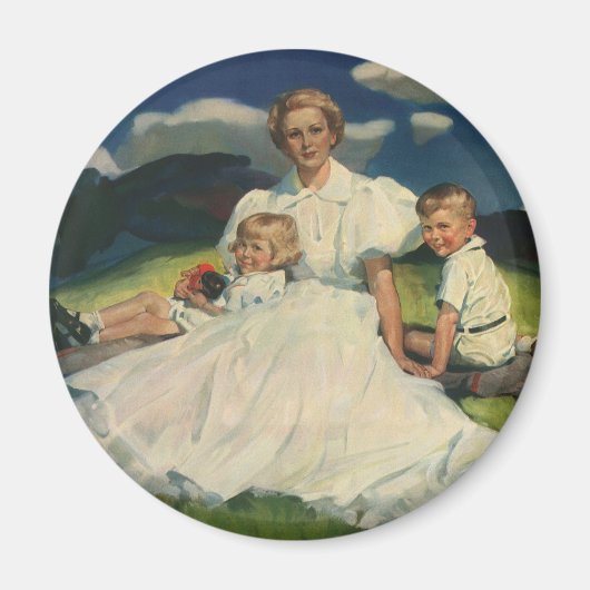 Moederdag, mama met kinderen Magneet (Voorkant)