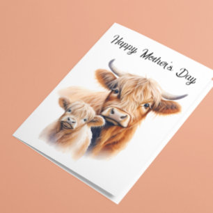 Moederdag Mama Schotse Hooglanders Koe en Kalf Kaart