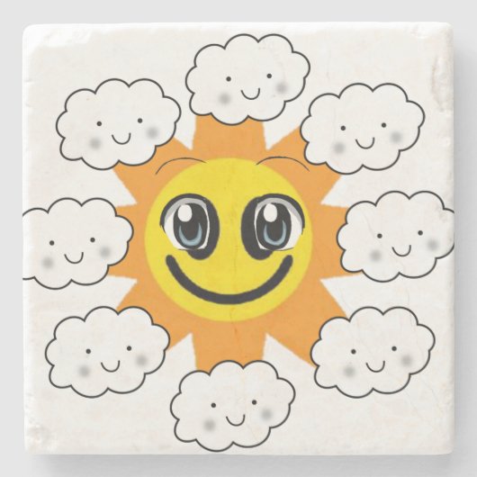 Moederdag Marble Stone Onderzetter Sun Clouds (Voorkant)