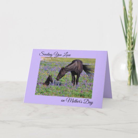 Moederdag Mare & Foal Bluebell Pasture Foto Kaart (Voorkant)