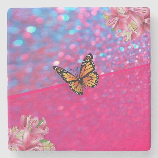 Moederdag marmer Stone Onderzetter Butterfly (Voorkant)