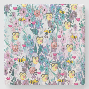 Moederdag marmer Stone Onderzetter Owl