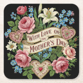 Moederdag met liefde vierkante kartonnen onderzetter (Voorkant)