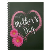 Moederdag met roze hartbloemen - Notitieboek (Voorkant)