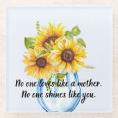 Moederdag met zonnebloem Onderzetter Glazen Onderzetter (Voorkant)
