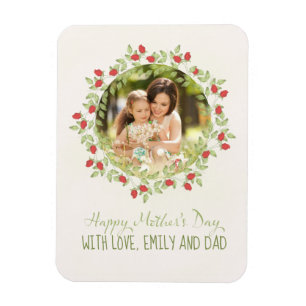 Moederdag minimalistische Roos Waterverf Wreater Magneet