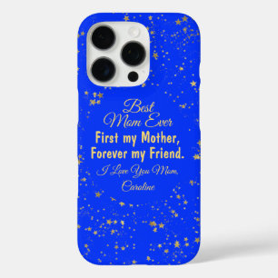 Moederdag Modern Cute Blue Star Beste mama ooit iPhone 16 Pro Hoesje