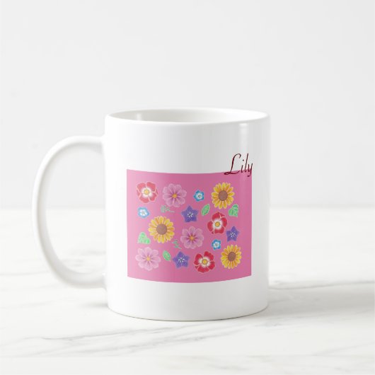 Moederdag Moeder & Dochter Roze Bloemtuin Mok (Links)