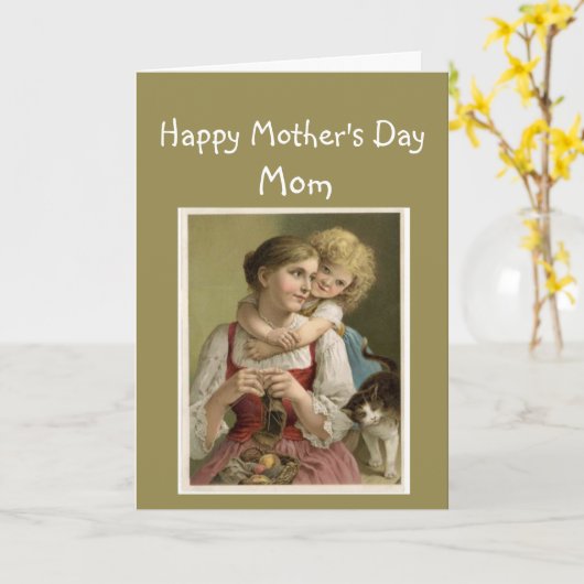 Moederdag moeder en meisje kaart (Gele Bloem)