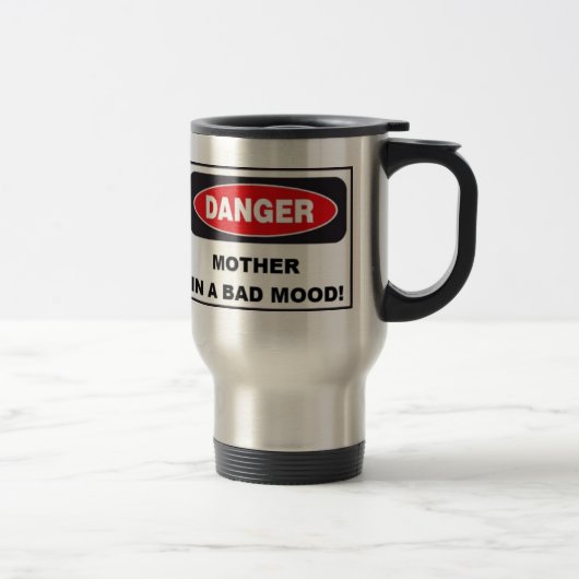 Moederdag MOEDER IN BAD MOOD Travel Mug-Silver Reisbeker (Rechts)