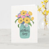 Moederdag Moeder met Mason Jar met gele bloemen Kaart (Gele Bloem)