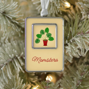 Moederdag Monstera Plant Custom Verzilverd Kader Ornament
