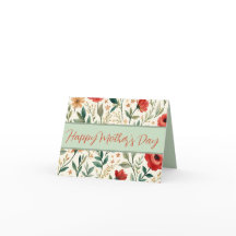 Moederdag Mooie Bloemige Rood & Teal
