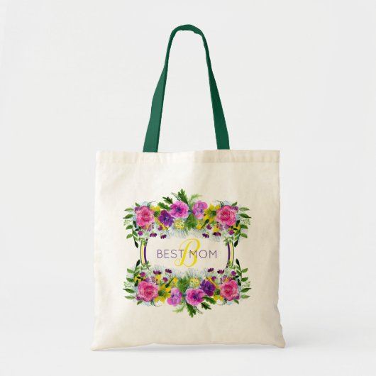 Moederdag Mothering Zondag Waterverf Monogram Tote Bag (Voorkant)