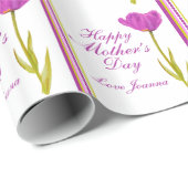 Moederdag naam tulp waterverf kunst streep cadeaupapier (Rol Hoek)