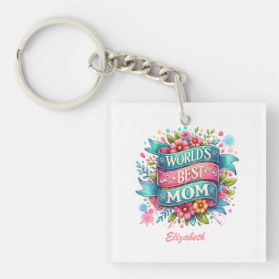 Moederdag Natuur Liefhebbers Floral gepersonalisee Sleutelhanger