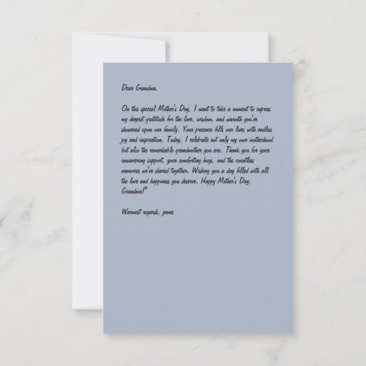 Moederdag Oma's bedankje Bedankkaart (Achterkant)