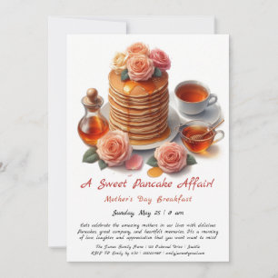 Moederdag Ontbijt Uitnodiging – Pancakes Rozen
