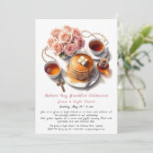Moederdag Ontbijt Uitnodiging - Pannenkoeken Rozen (Staand voorkant)