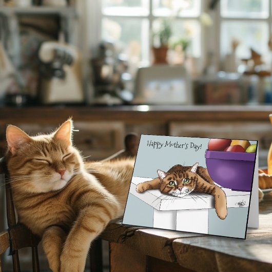 Moederdag Oranje Tabby Cat Kaart