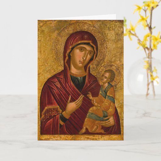 Moederdag Orthodox Christelijk Icoon Kaart (Gele Bloem)