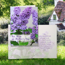 Moederdag Paarse Lilacs Bericht Wenskaart