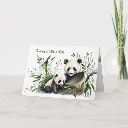 Moederdag Panda Beer met welp Kaart (Voorkant)