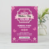 Moederdag Party Uitnodiging Kaart (Staand voorkant)