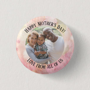 Moederdag Pastel Roze Groen Waterverf Tie-Dye Ronde Button 3,2 Cm