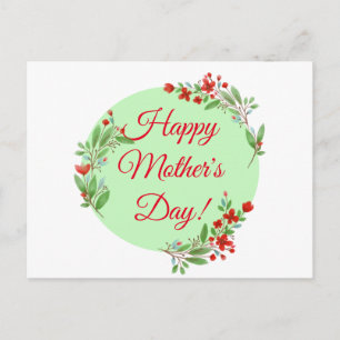 Moederdag Patroon Rode bloemen waterverf groen Briefkaart