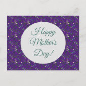 Moederdag patroon waterverf groen paars briefkaart (Voorkant)