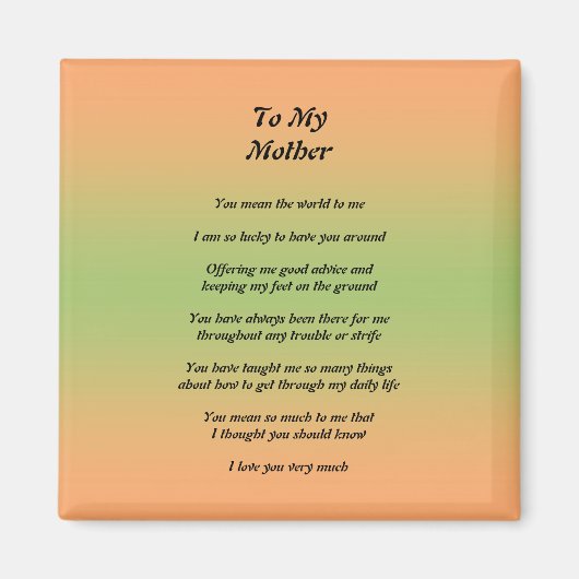 Moederdag Peom Magnet Magneet (Voorkant)