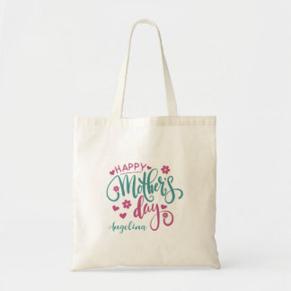 Moederdag Personaliseer het! Maroon Blauwgroen Flo Tote Bag