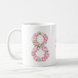 Moederdag Pioen Bloem voor 8 Maart Koffiemok