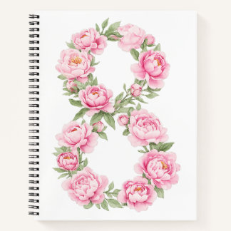 Moederdag Pioen Bloem voor 8 Maart Notitieboek