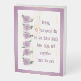 Moederdag Poem Paarse gekleurde bloemen Houten Kist Print