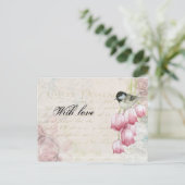 Moederdag postroze tulpvogels briefkaart (Staand voorkant)