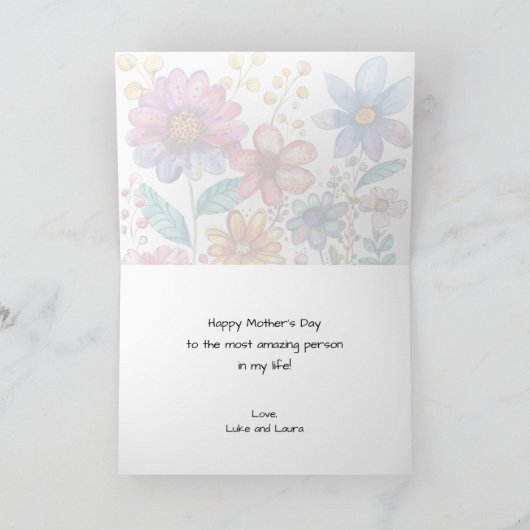 Moederdag Pret Whimsical Bloem Ontwerp Kaart (Binnen)
