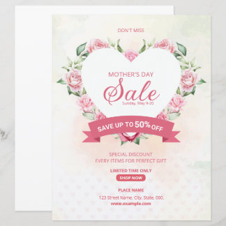 Moederdag promotie verkoop flyer