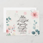 Moederdag Proverbs 31 Bijbel - Roze - Floral Briefkaart (Voorkant / Achterkant)