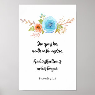 Moederdag Proverbs Scripts Floral Waterverf Poster
