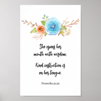 Moederdag Proverbs Scripts Floral Waterverf Poster