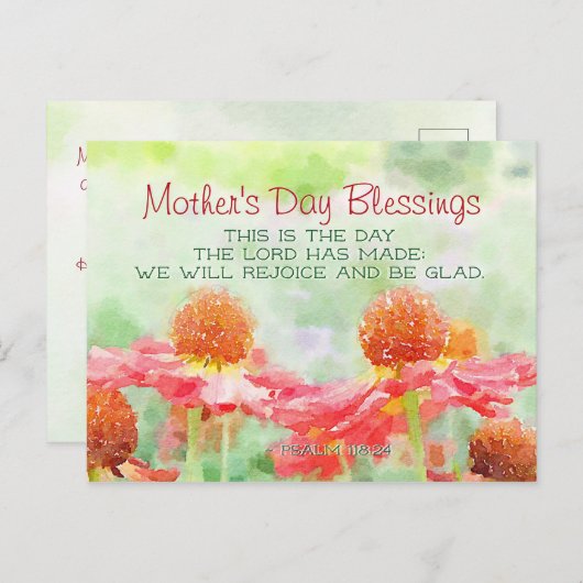 Moederdag Psalm 118:24 Dit is de dag Briefkaart (Voorkant / Achterkant)